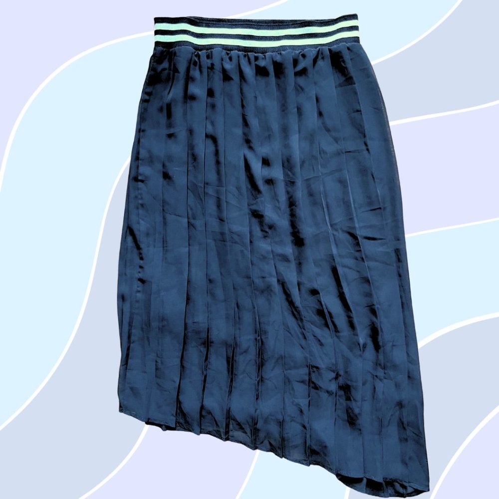 Asymmetric Pleated Midi Skirt